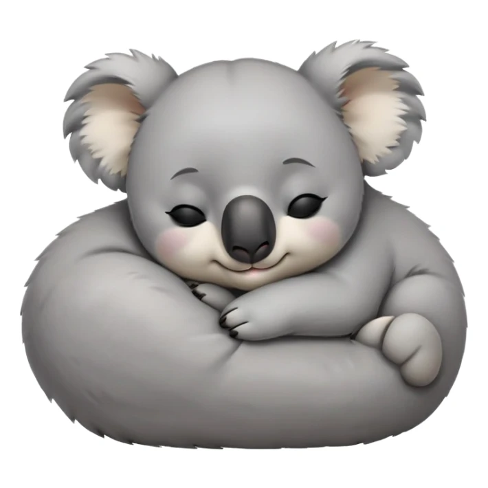 meme-worthy-cute-sleeping-koala-portrait-emoji,-head-resting-peacefully-with-a-contented-smile,-showcasing-a-cuddly-build-and-a-luxuriously-soft-grey-fur,-eyes-closed-in-a-serene,-restful-snooze,-simplified-yet-hilariously-adorable-features,-sleeping cute sticker