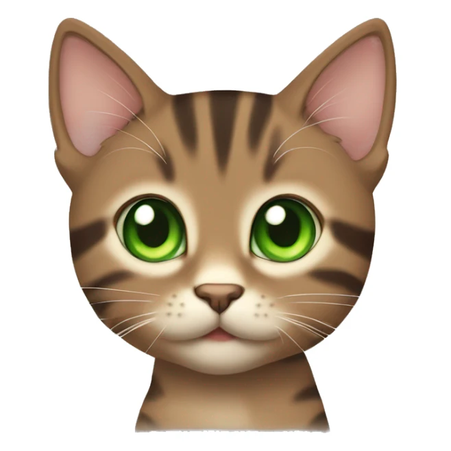kawaii brown tabby kitten with green eyes sticker