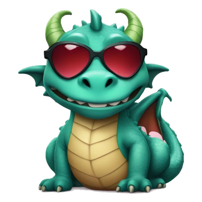 dragon with heart eyes wearing sunglasses sticker