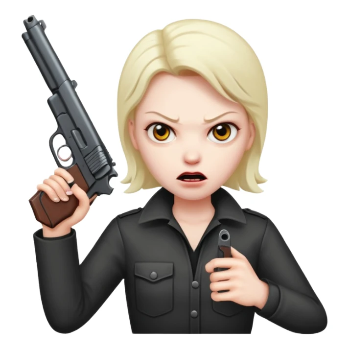 Una cara malvada con una pistola sticker