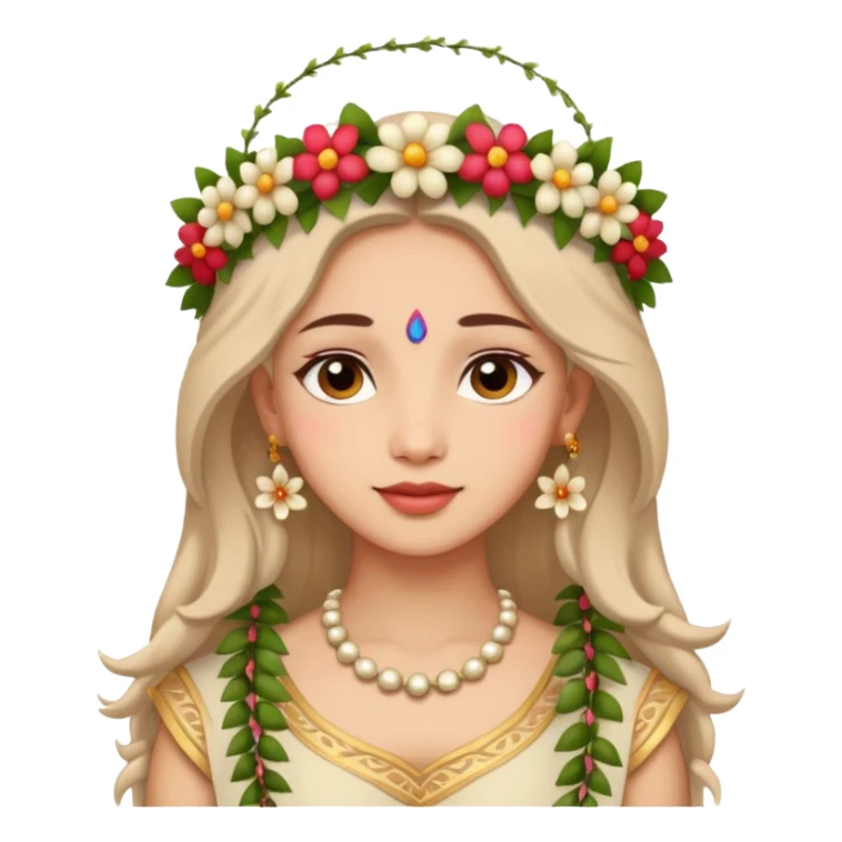 graceful and gentle Radhe with flower garland sticker