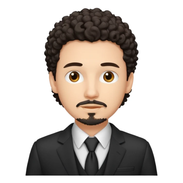Create a white young man with curly dark hair and Goatee lawer sticker
