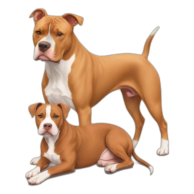 One fawn colored pitbull looks like a deer with white stripe on her face next to one copper colored pitbull boxer sticker