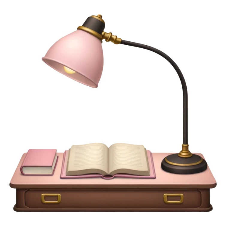 Light Pale Pink Desk and book and Desk lamp sticker
