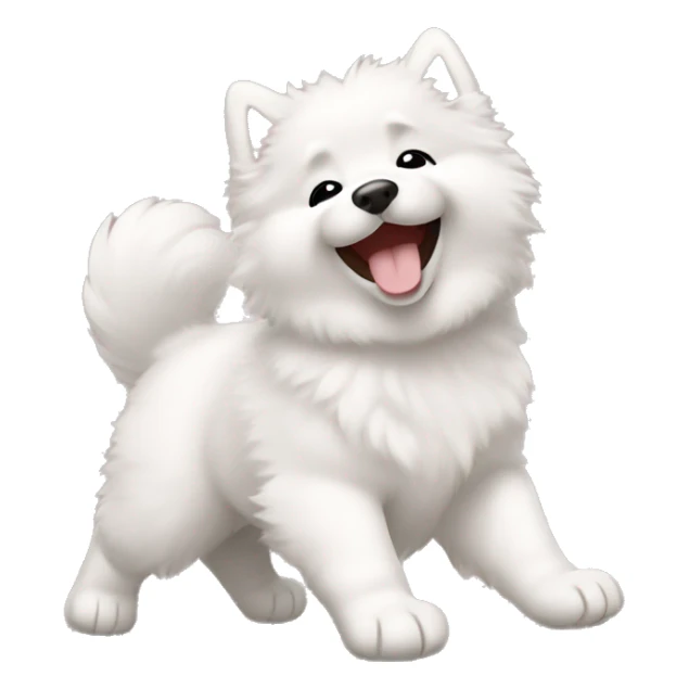 Samoyed puppy, rolling on its back with laughter, with paws in the air. sticker