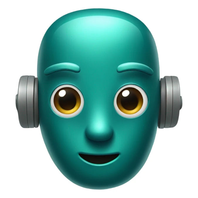 Cute AI robot head in a dark teal colour. Friendly looking with an antenna. sticker