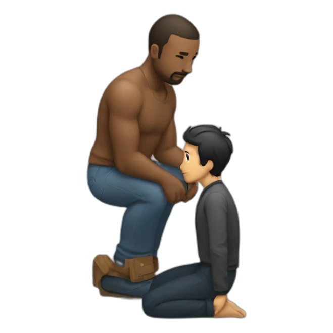 man on knees facing man sticker