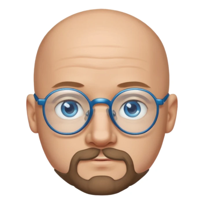 Bald man with glasses and chin puff beard sticker