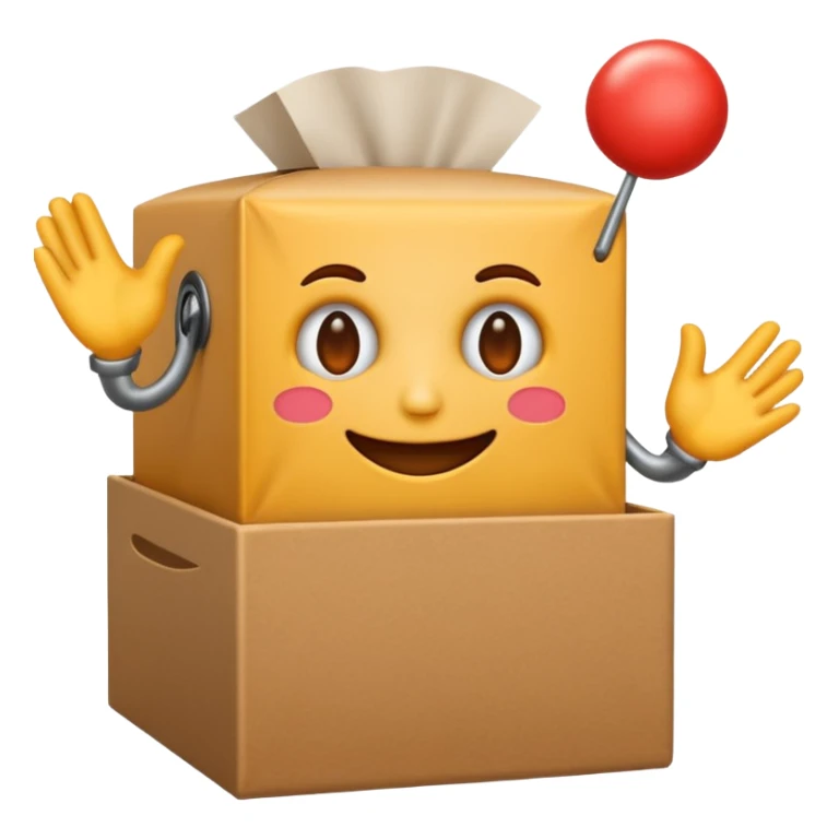 Create an emoji I DONT WANT IT TO BE A JACK IN THE BOX, imagine it is a round face with hands turning a jack in the box that isnt actually there sticker