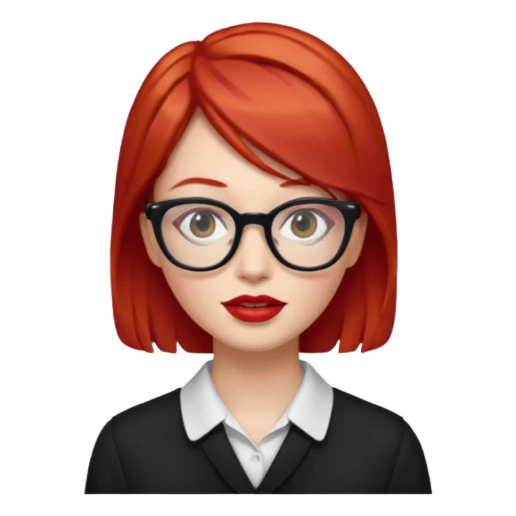 red hair with red lipstick and glasses sticker