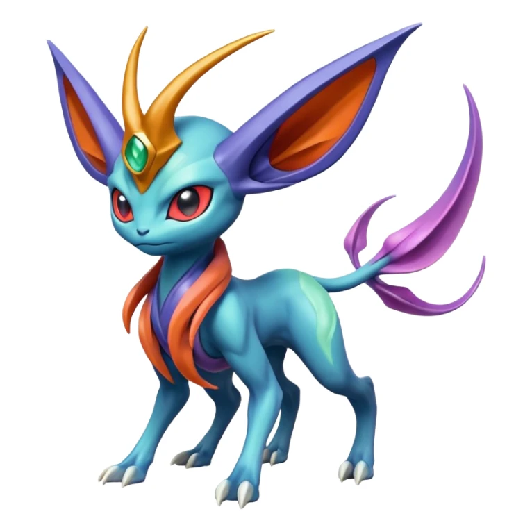 Futuristic volcanic elemental badass cool tough evil Suicune-Bayleaf-Celebi-Pokémon-Fakémon-hybrid-creature sticker
