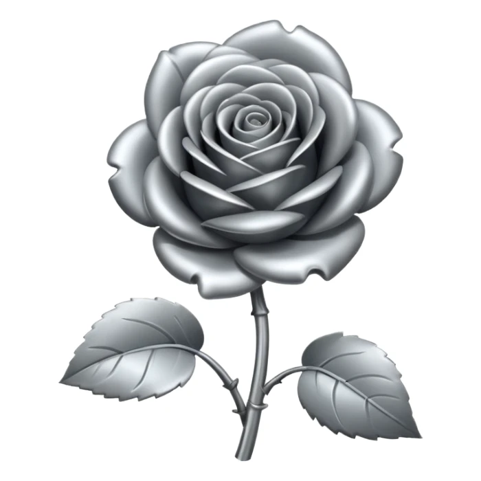 gray metal chrome rose, without green leaves, just flower sticker