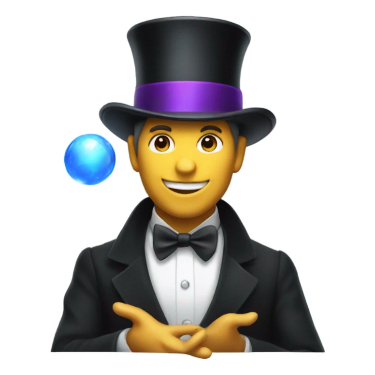 Magician pulling himself out of a top hat sticker