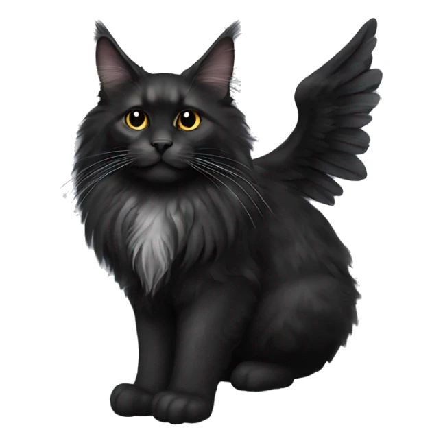 Black Maine coon with  big Angel’s wings sticker