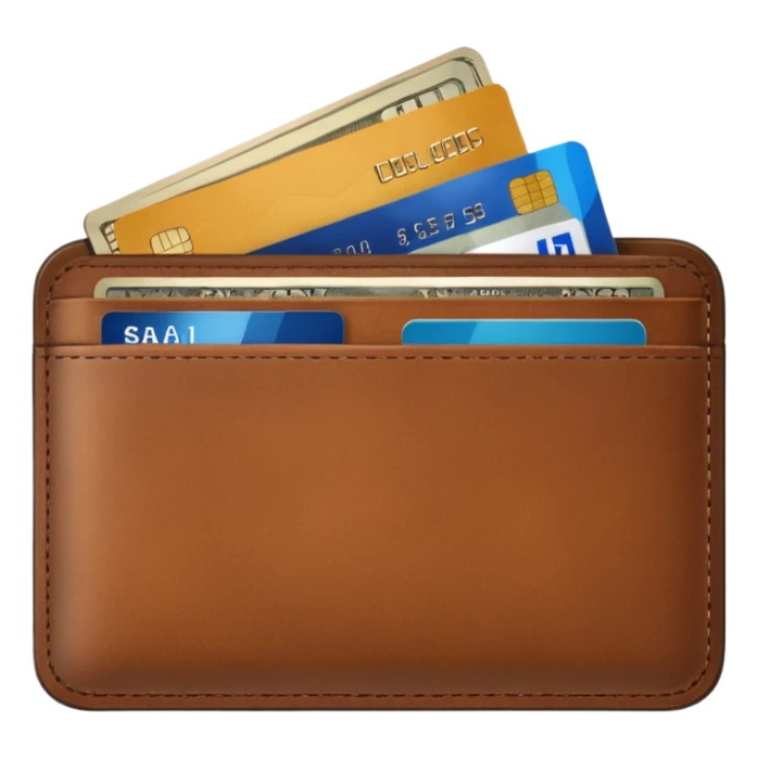 portefeuille marron avec pleins de billet et carte bancaire sticker