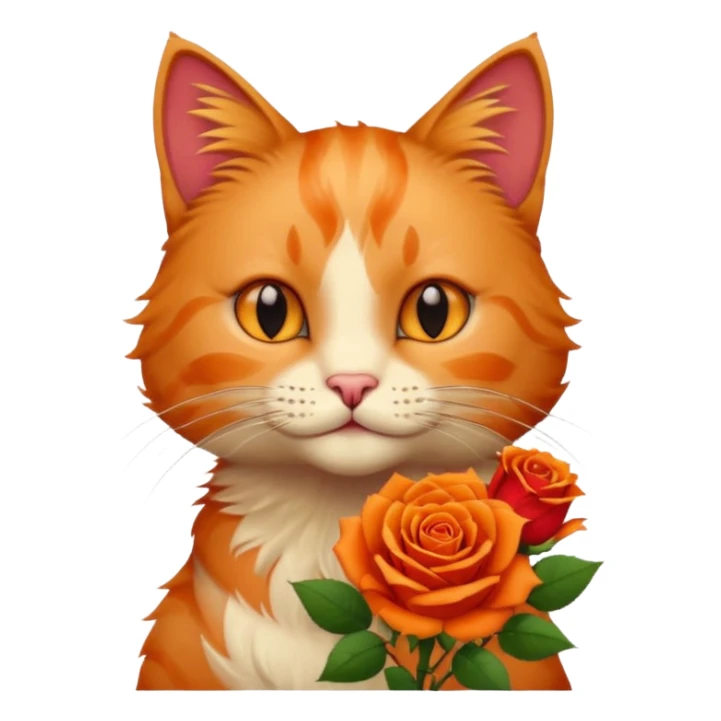 Male cat holding red flowers sticker