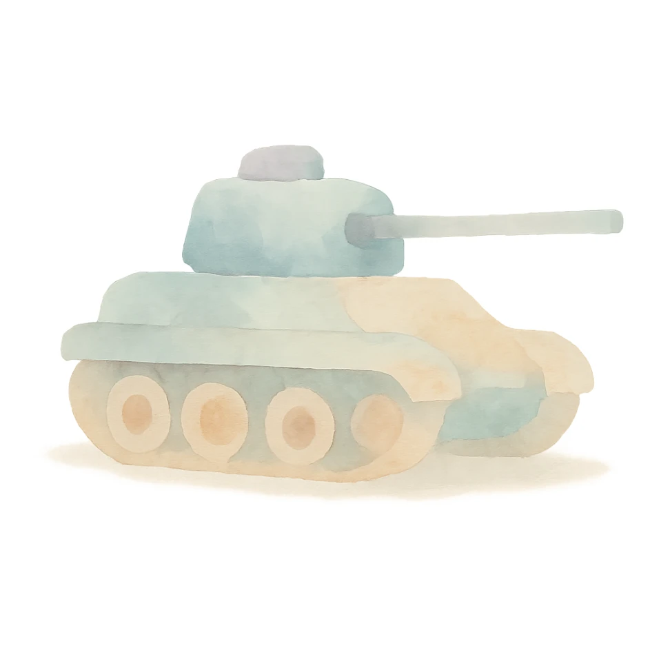 A tank in the style of watercolor art sticker