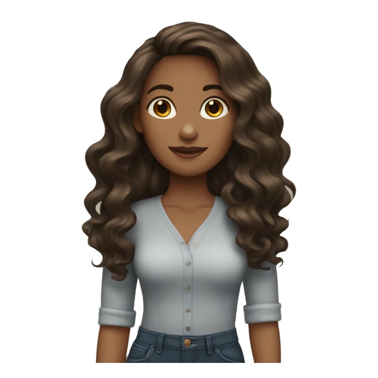 Brunette woman wavy hair medium kin sticker