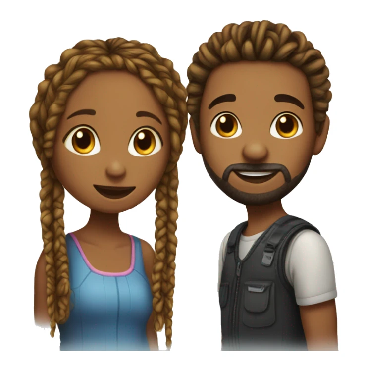 A girl with box braids and a boy with a short beard kissing sticker