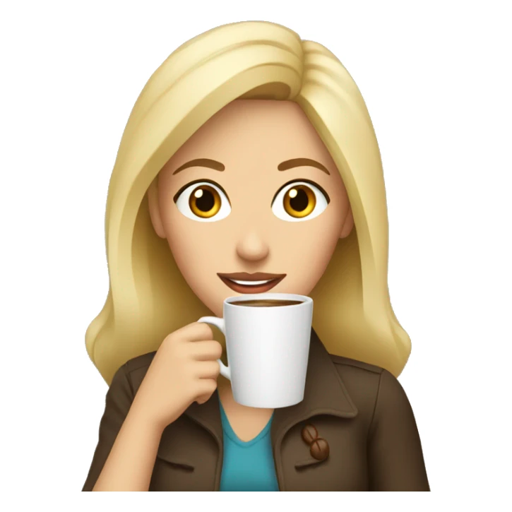 A blonde woman drinking coffee sticker
