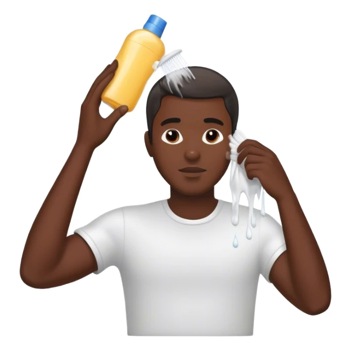 Black guy cleaning his hair with shampoo sticker