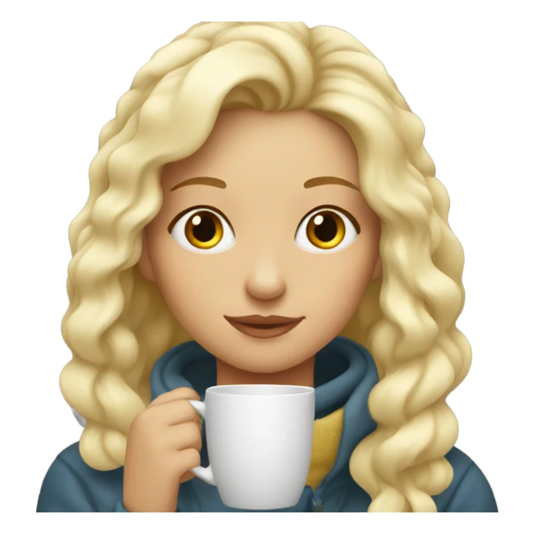 blonde girl cozy drinking hot drink sticker