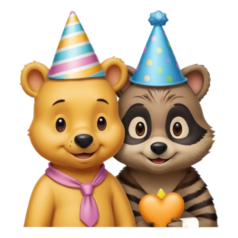 Winnie the Pooh on a date with raccoon  sticker