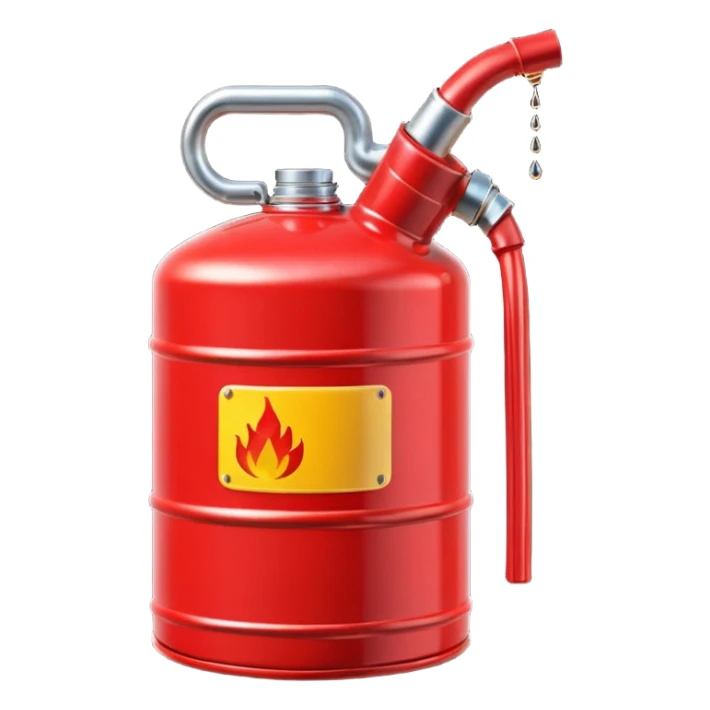 red gasoline canister plain pouring drops of diesel sticker