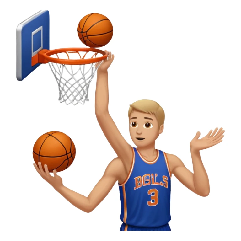A white man with a basketball, doing a layup sticker