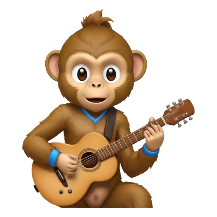A monkey playing guitar, emotionally immersed in the music, portrait, bust up sticker