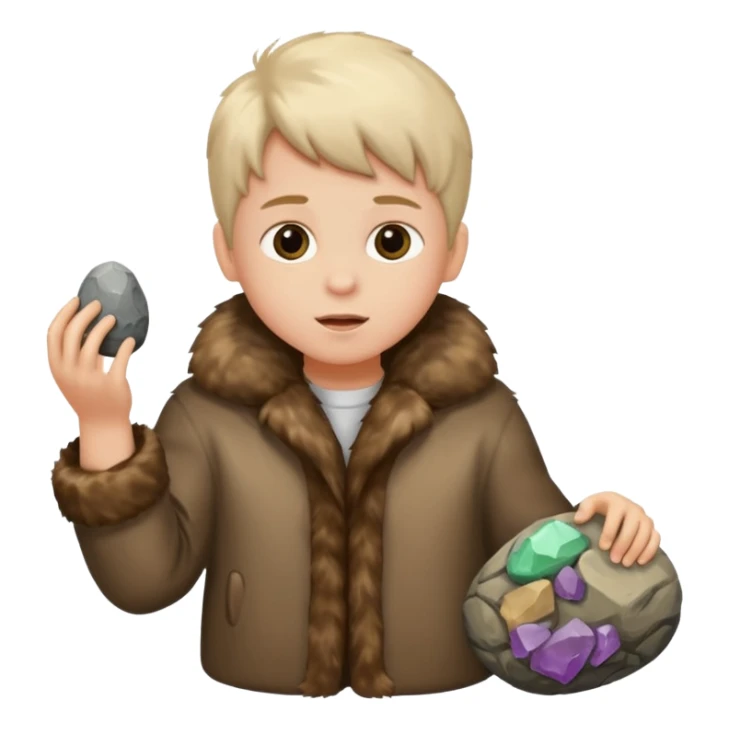 a kid wearing fur clothing, playing stone



















 sticker