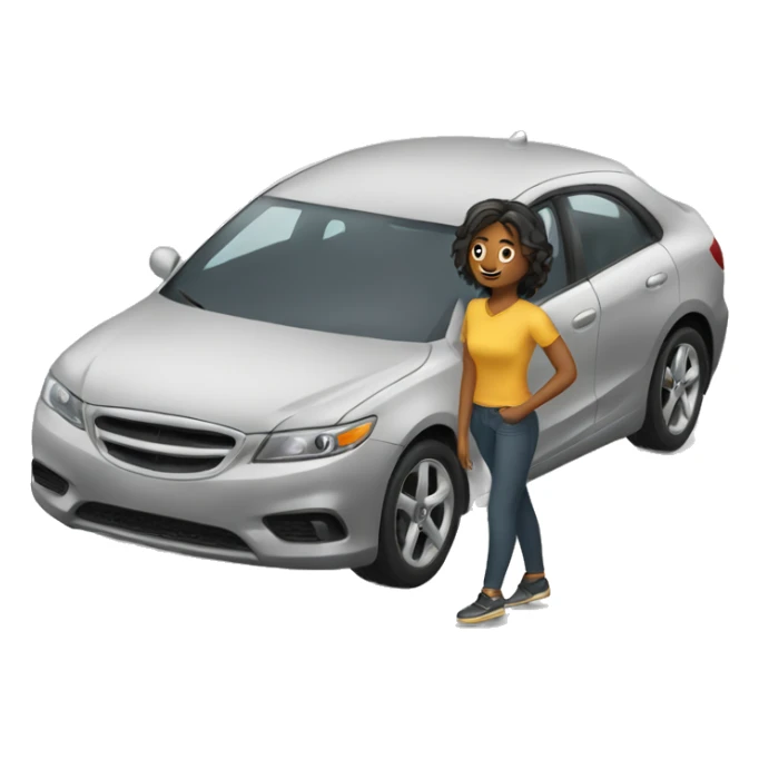 A girl standing car moving sticker