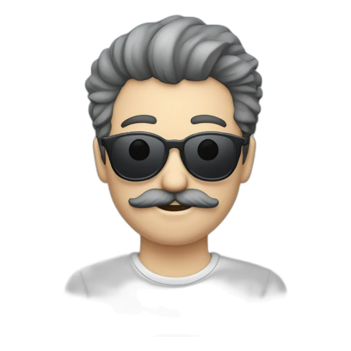 Hombre pelo gris liso bigote gris gafas azul oscuro  sticker