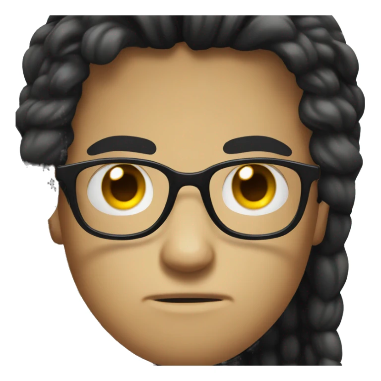 glasses black long hair angry boy sticker