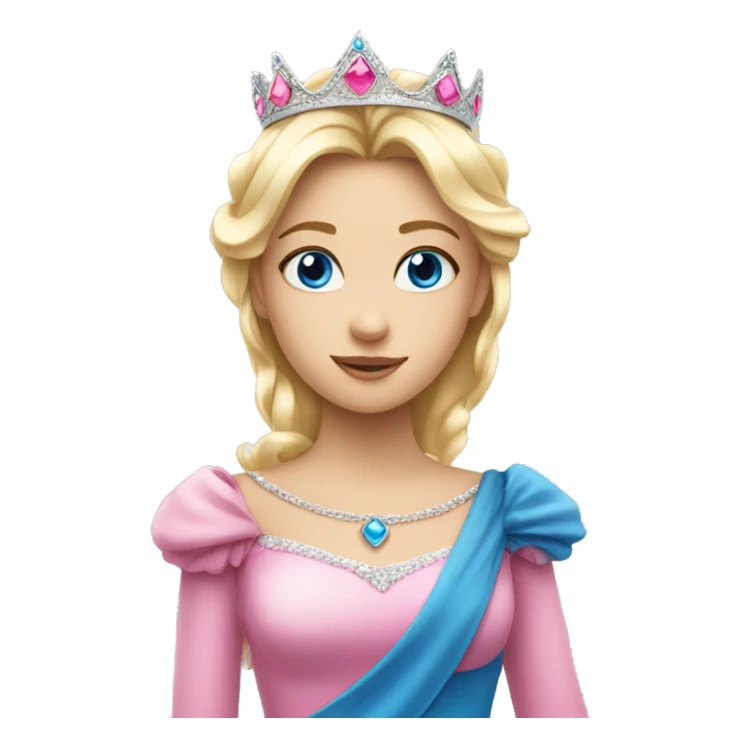 blonde princess with blue eyes with pink princess crown sticker