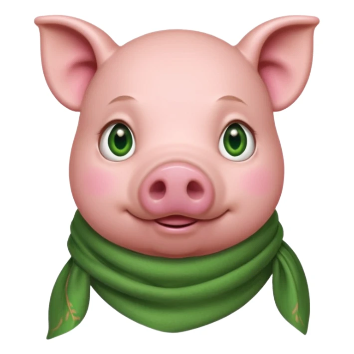 Pig with a green scarf and hazel eyes sticker