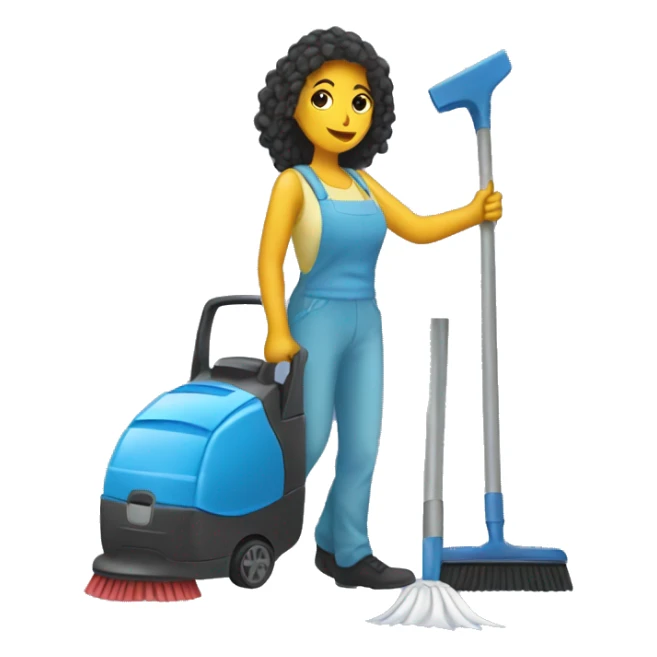 Woman cleaning her car sticker