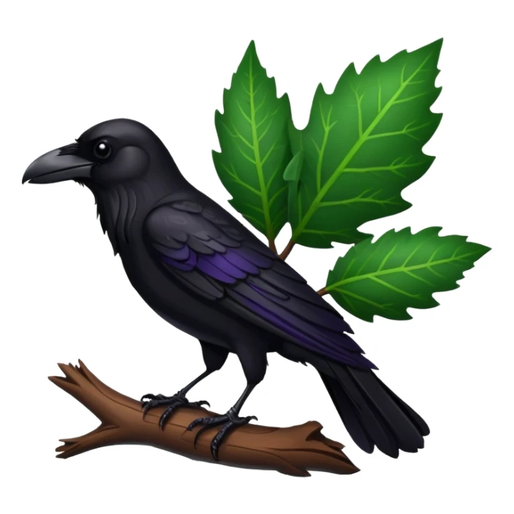 A raven holding a weirwood leaf sticker