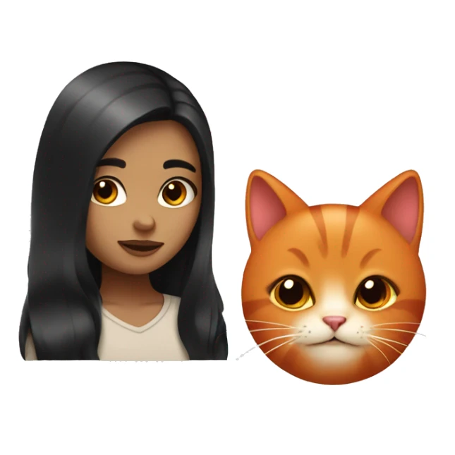 girl with dark hair and a red cat sticker