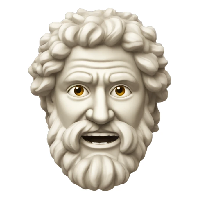 Ancient Greek King Odysseus Statue Face Only, Laughing out loud, Off-white sticker