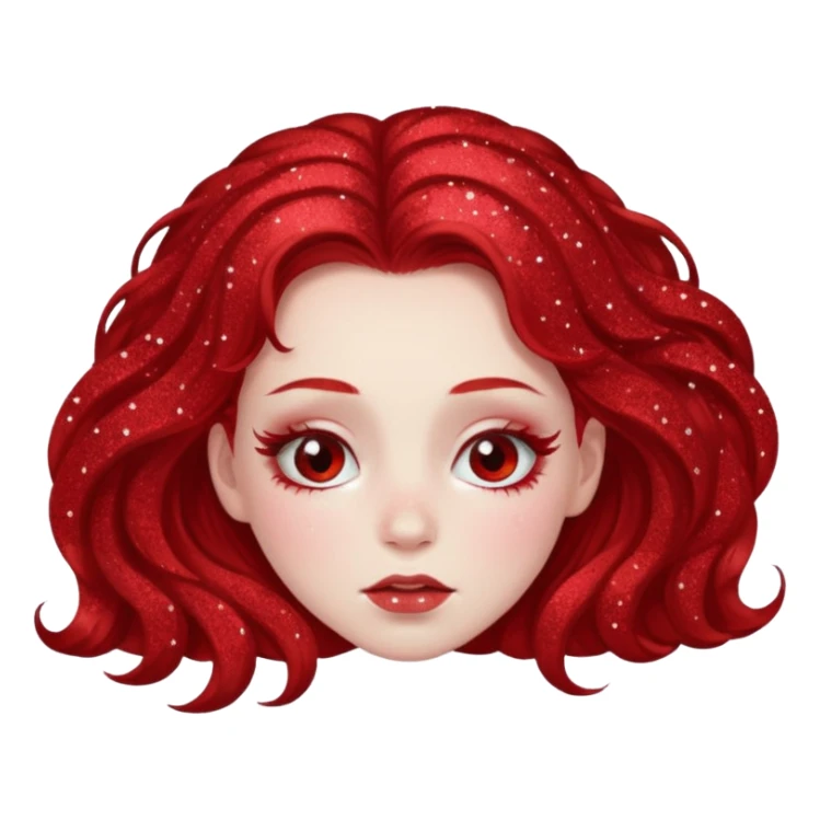 red glitter girl with eyes lying on the floor sticker