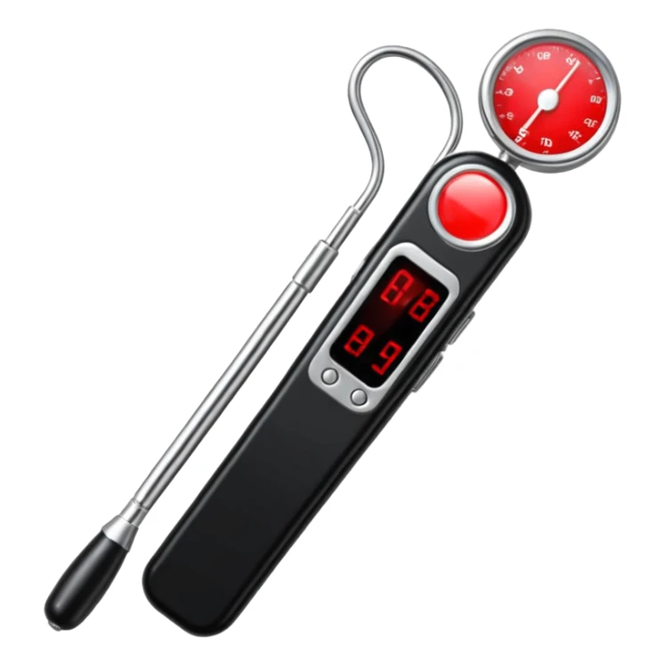 the neuralyzer from Men in Black movies; a pocket sized, extendable silver probe with a red light that flashes at the tip and 3 small black dials in the extended part; same width from end to end sticker