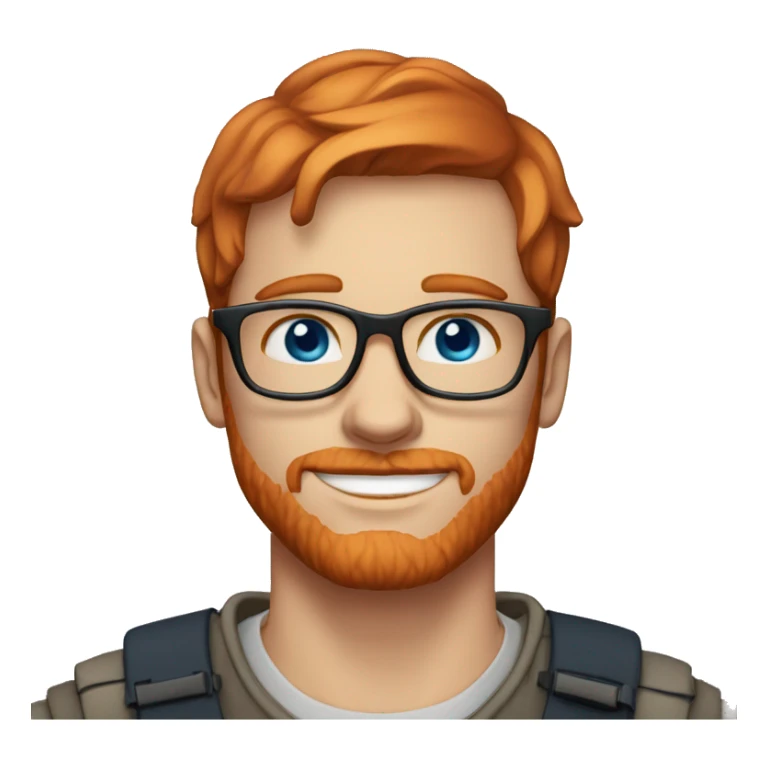 30 years old, male, red hair, glasses, blue eyes, light complexion, no beard or mustache sticker