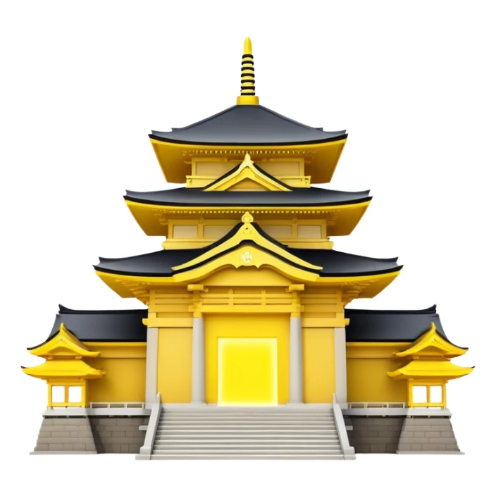 Japan Temple with yellow glowing entrance without background sticker