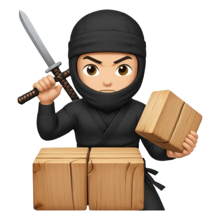 Ninja chopping a block of wood on with his hand sticker