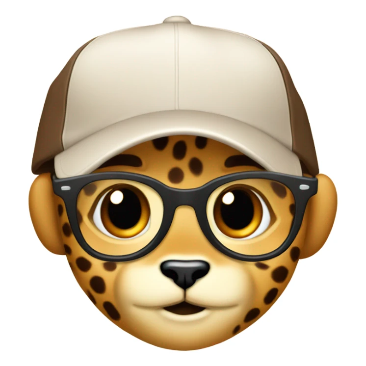 baby cheeta with a backwards brown baseball cap, brown-lens glasses sticker
