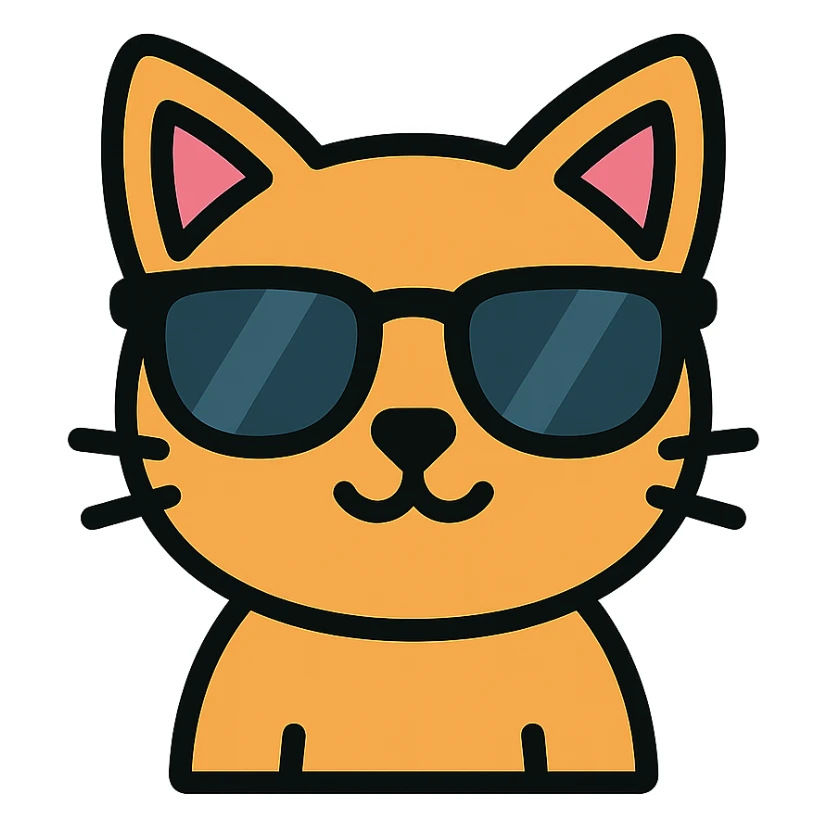 cat wearing sunglasses color icon sticker