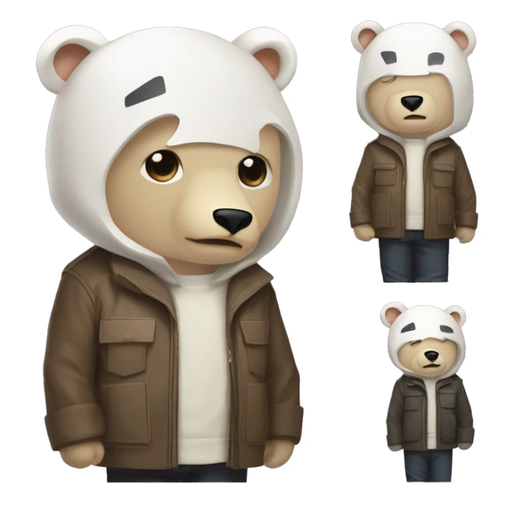 make a marvel character with voulverin theme colors and style, that looks like jason bourne movies with matt damon, but the character is a polar bear with detective jacket, and a hat, and a bear face and write JSON Bjorn with marvel font. use warm colors sticker