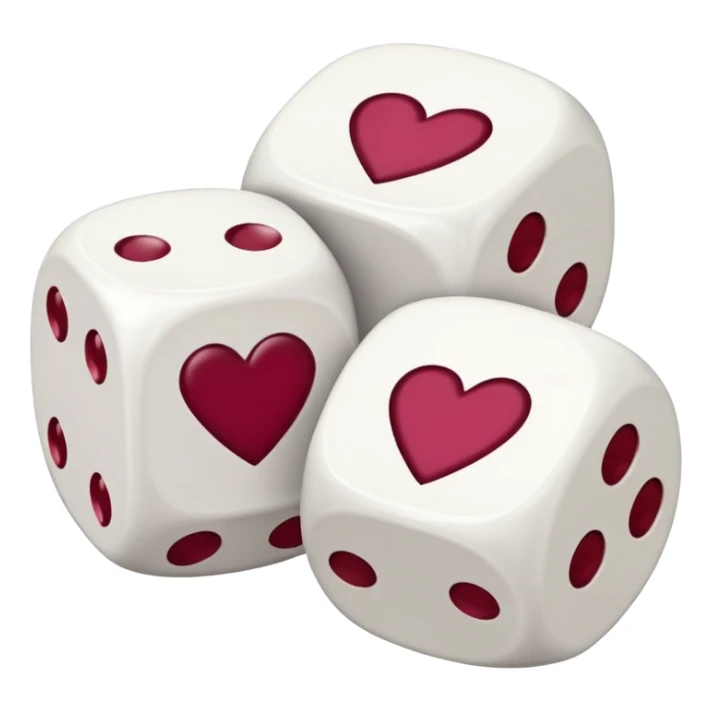 two dices in with burgundy heart details sticker