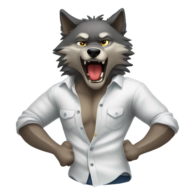wolf tearing his shirt apart sticker